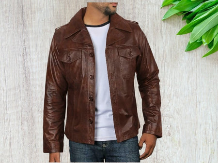 Brown Biker Leather Jacket for mens