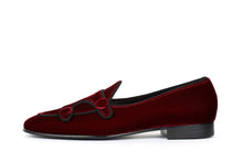 Load image into Gallery viewer, Burgundy Belgian Loafer Velvet Double Monk Style Men&#39;s Party Shoes - leathersguru
