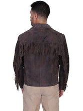 Load image into Gallery viewer, Men Simple Style Western Leather Jacket Brown color Fringes Design for Men&#39;s
