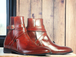 Ankle High Men's Burgundy Jodhpurs Leather Boot
