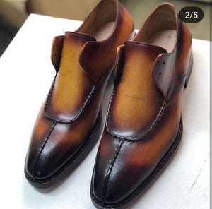 Handmade Men's Split Toe Shoes, Men's Brown Lace Up Leather Shoes