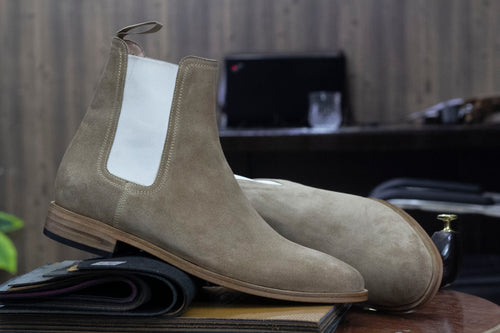 Handmade Ankle High Suede Chelsea Boot, Men's Classic Boot