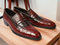 Men's Hand Painted Red Alligator print Shoes, Slip On Penny Loafer Shoes
