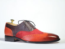 Load image into Gallery viewer, Men&#39;s Multi Color Lace Up Leather Suede &amp; Pebbled Leather Shoes
