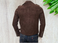 Load image into Gallery viewer, Men&#39;s New Brown Suede Biker Motorcycle Jacket, Handmade Fashion Mens Jacket
