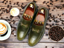 Load image into Gallery viewer, New Handmade Men&#39;s Olive Green Chunky Sole Shoes, Slip On Loafer Shoes
