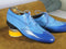 Handmade Men's Genuine Blue Leather Shoes, Wing Tip Dress Shoes