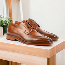 Load image into Gallery viewer, Men&#39;s Brown Split Toe Lace Up Dress Shoes, Handmade Leather Shoes

