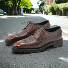 Load image into Gallery viewer, Bespoke Men&#39;s Brown Lace Up Leather Shoes, Oxford Shoes
