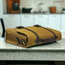 Load image into Gallery viewer, This multi-functional leather bag is perfect for the modern man on the go. With its sturdy construction, it can hold a laptop, books, and essentials for work or school. The cross-body design keeps hands free while the leather adds a touch of sophistication. Stay organized and stylish with this versatile briefcase.
