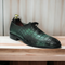 Men's Sea Green & Black Alligator Print Leather Lace Up Shoes