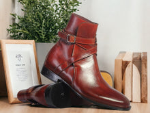 Load image into Gallery viewer, Ankle High Men&#39;s Burgundy Jodhpurs Leather Boot
