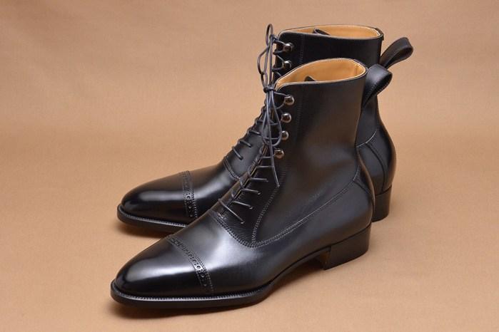 Bespoke Cap Toe Leather lace Up Black Boot - leathersguru