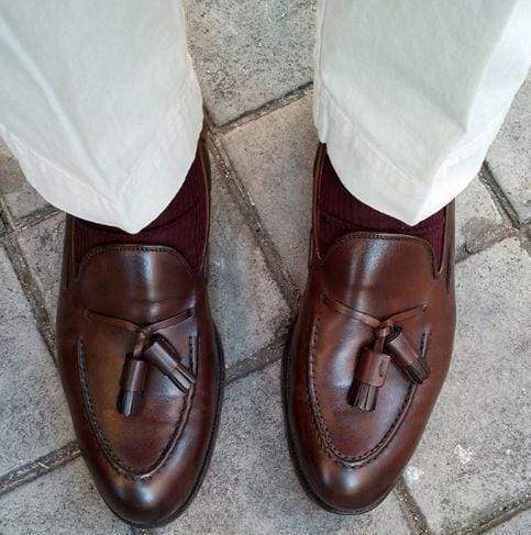 Men's Brown Color Slip On Moccasin Tussles Shoes - leathersguru