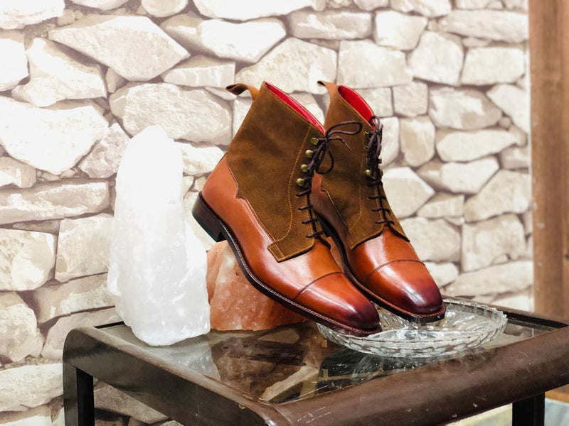 Handmade Ankle high Brown Grain Oak Calf Boots - leathersguru