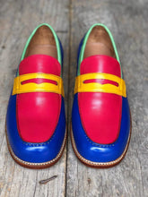 Load image into Gallery viewer, Men&#39;s Multi Color Leather Slip On Moccasin Penny Loafers - leathersguru
