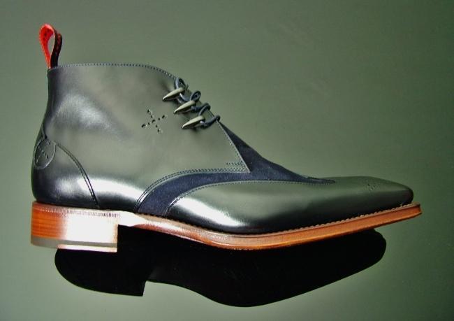 Handmade Leather Suede Wing Tip Brogue Boot - leathersguru