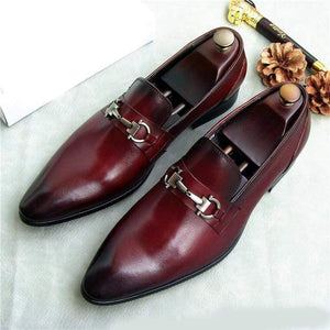 Handmade Men's Leather Burgundy Slip On Shoes - leathersguru