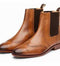 Handmade Leather  Wing Tip Brogue Tan Chelsea Boots - leathersguru