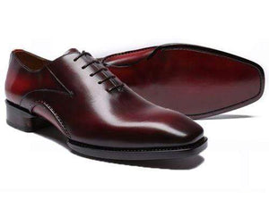 Handmade Men's Leather Burgundy Derby Shoes - leathersguru