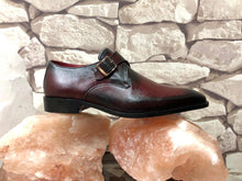 Load image into Gallery viewer, Bespoke Burgundy Black Leather Monk Strap Shoe for Men - leathersguru
