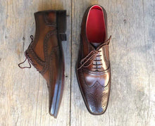 Load image into Gallery viewer, Men&#39;s Brown Wing Tip Brogue Leather Shoe - leathersguru
