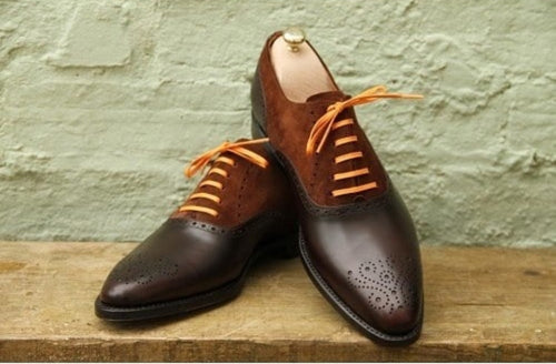Bespoke Brown Leather Suede Lace Up Formal Boots