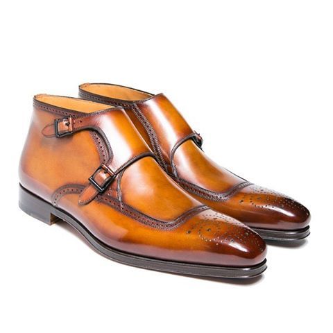 Bespoke Tan Chukka Leather Double Monk Strap Boots - leathersguru