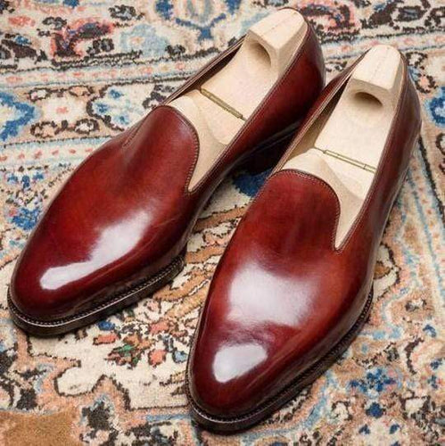 Handmade Brown Loafers Leather Slip On Shoe - leathersguru