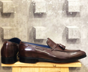 Bespoke Chocolate Brown Leather Tussle Loafer for Men - leathersguru