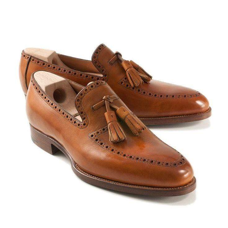 Men's Brown Color Slip On Moccasin Tussles Shoes - leathersguru