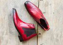 Handmade Men's Ankle High Leather Burgundy Chelsea Boot - leathersguru