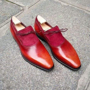 Suede Leather Loafers Shoes, Men's Burgundy Color Slip On Shoes - leathersguru
