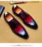 Bespoke Black & Red Leather Wing Tip Dress Shoes for Men