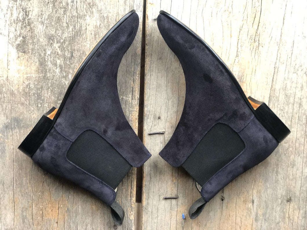Bespoke Black Chelsea Suede Stylish Boots - leathersguru