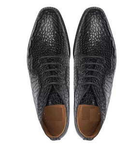 Handmade Half Ankle Black Color Genuine Alligator Textured "Good Year Welted" Chukka Boots