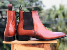 Load image into Gallery viewer, Bespoke Tan Chelsea Simple Leather Boots - leathersguru

