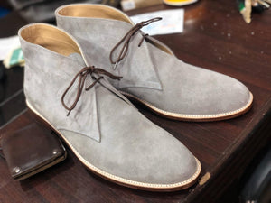 Bespoke Gray Chukka Suede Lace Up Boots - leathersguru