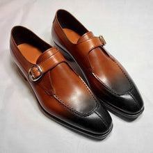 Load image into Gallery viewer, Bespoke Brown &amp; Black Leather Split Toe Monk Strap Shoe for Men - leathersguru
