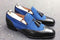 Men's Leather Tweed Loafer Blue Black Wing Tip Tussles Shoes - leathersguru