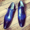 Handmade Men's Leather Blue Brogue Derby Shoes - leathersguru