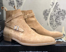 Load image into Gallery viewer, Beige Jodhpurs Suede Ankle Boots For Men - leathersguru
