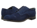 Handmade Men's Suede Blue Cap Toe Lace Up Shoes - leathersguru