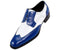 Handmade Blue White Leather Wing Tip Shoe - leathersguru