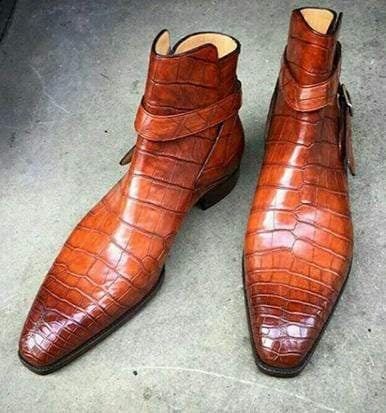 Handmade Tan Leather Crocodile Texture Jodhpurs - leathersguru