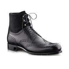 Handmade Men's Ankle High Black Leather Suede Wing Tip Boot - leathersguru