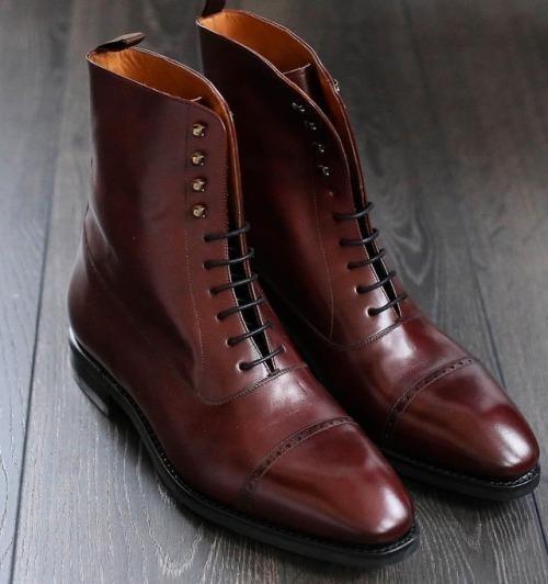 Bespoke Cap Toe Brown Leather Lace Up Boot - leathersguru