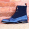 Handmade Navy Blue Suede  Leather  Cap Toe Men's Boot - leathersguru