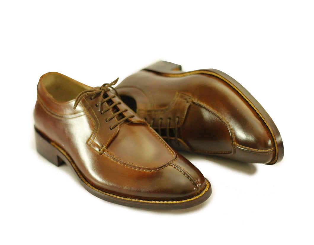 Bespoke Brown Split Toe Leather Lace Up Shoe For Men