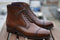 Handmade Ankle High Brown Cap Toe Lace Up Boot - leathersguru
